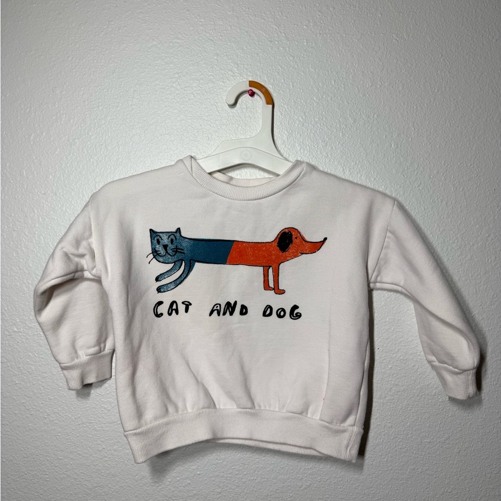 Cat and Dog Childrens White Sweatshirt